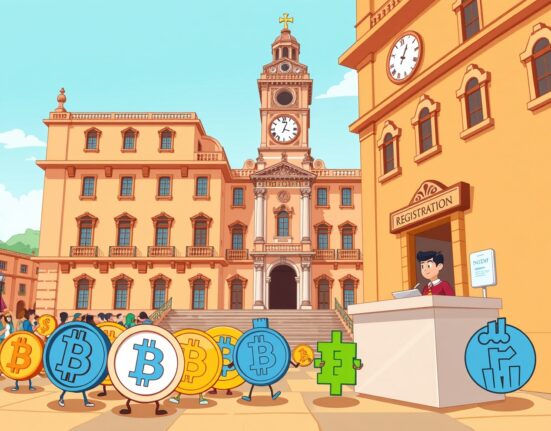 Cartoon of Italy's urgent deadline for crypto firms to register under new EU regulations.