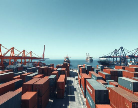 Container ships and cranes at an Italian port, representing Italy's trade activity with the EU.