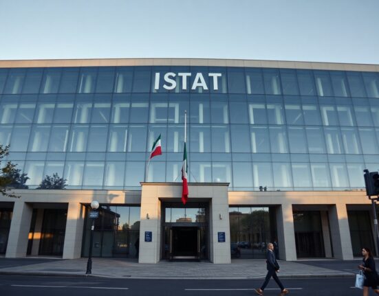 Italian National Institute of Statistics (ISTAT) building in Rome, representing Italy's inflation data release.