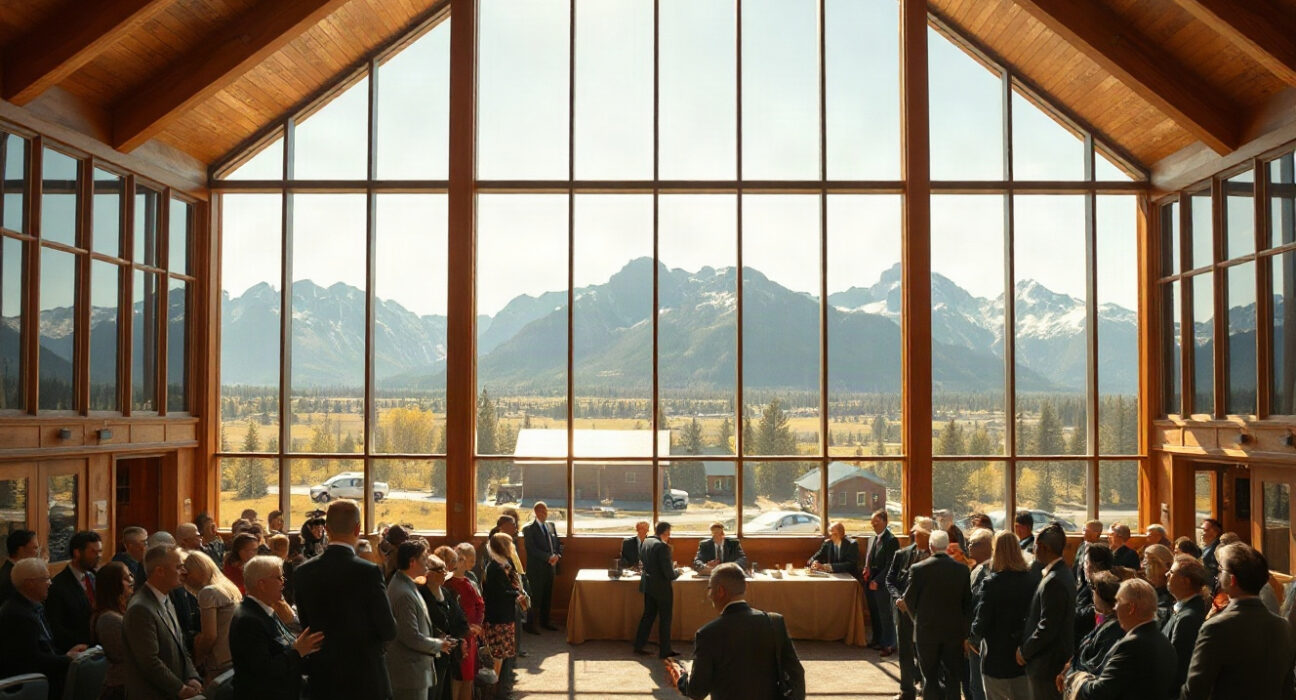 Jackson Lake Lodge in Wyoming, site of the 2025 Jackson Hole economic symposium, with Teton mountains in background.