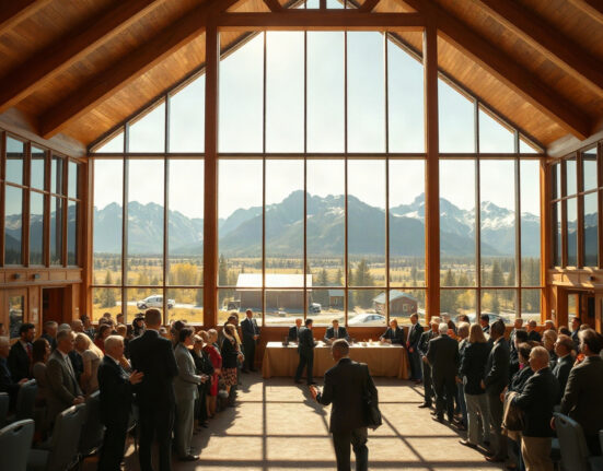 Jackson Lake Lodge in Wyoming, site of the 2025 Jackson Hole economic symposium, with Teton mountains in background.