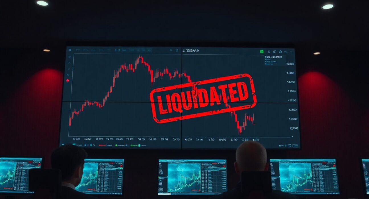 Trading screen showing a Bitcoin liquidation alert for a 40x short position.