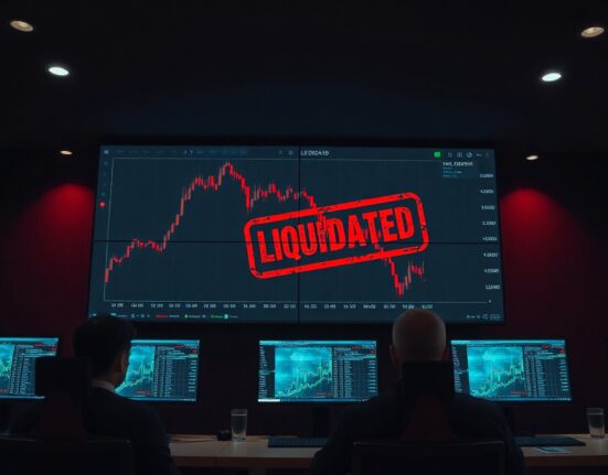 Trading screen showing a Bitcoin liquidation alert for a 40x short position.