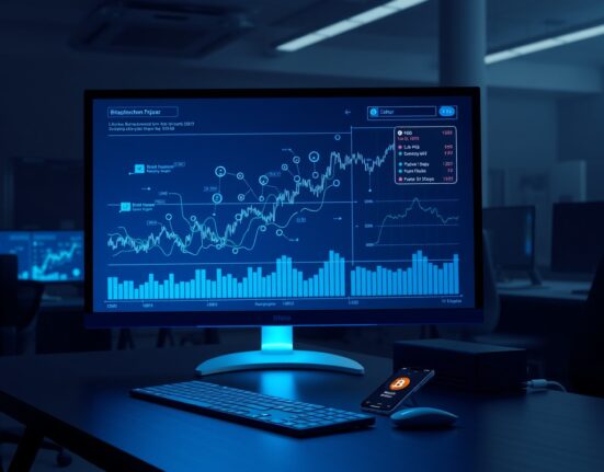 Jane Street Bitcoin transaction analysis on a professional trading desk monitor showing blockchain data.
