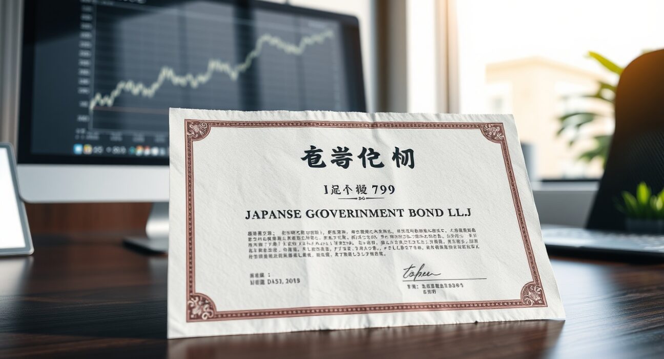 Japanese government bond certificate representing the record-high 2-year bond yield surge.