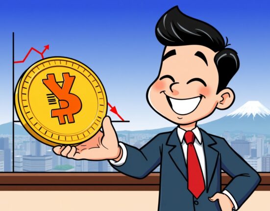 A cartoon illustration of Japan's new, simplified crypto tax policy bringing clarity to investors.