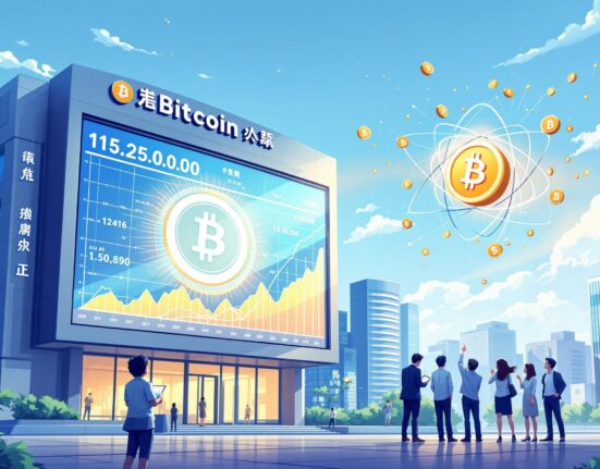 A cartoon illustration showing a Japanese company boldly embracing Bitcoin, symbolizing the growing Japan Bitcoin acquisition trend.