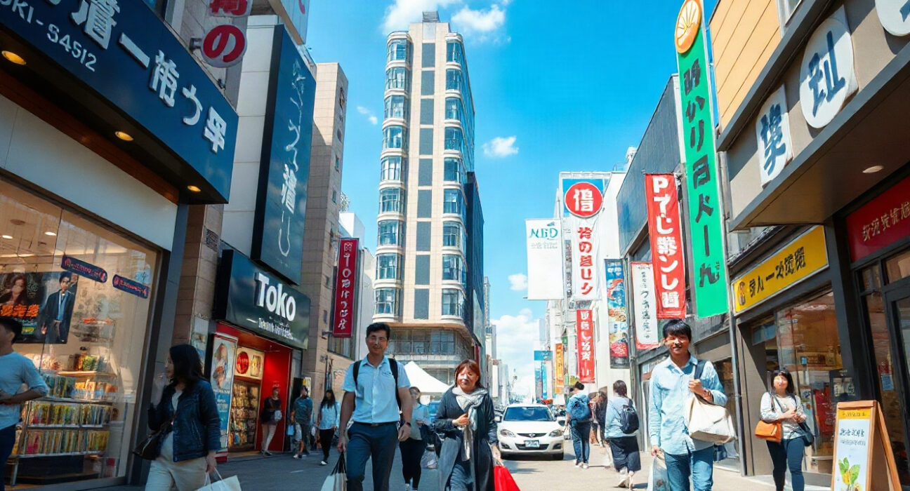 Shoppers walking on a busy Tokyo street, reflecting consumer sentiment in Japan.