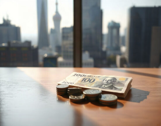 Japanese yen banknotes and coins on a table, symbolizing inflation and economic data.