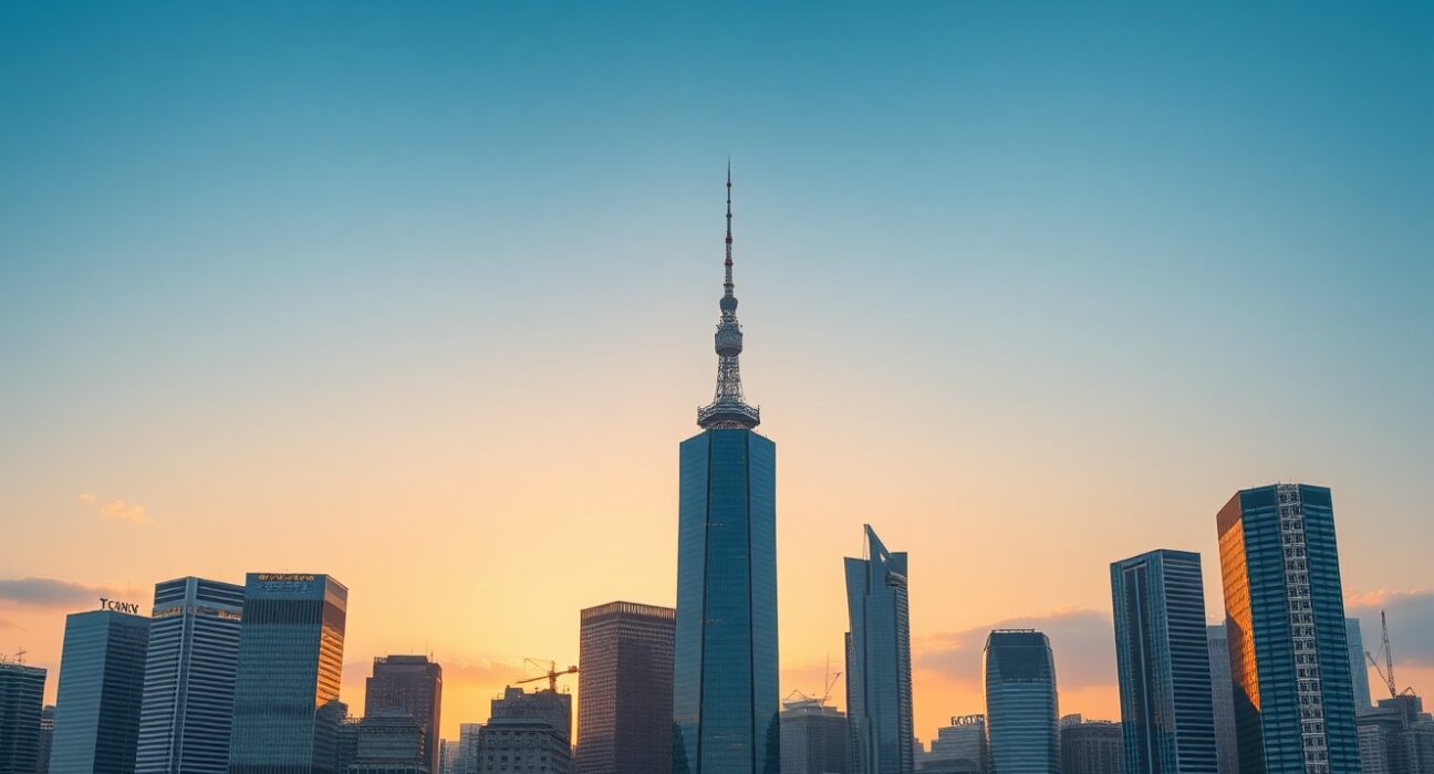 Tokyo skyline at dusk representing Japan's economic data