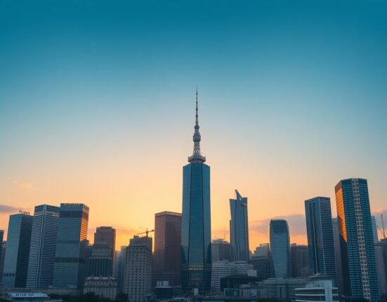Tokyo skyline at dusk representing Japan's economic data