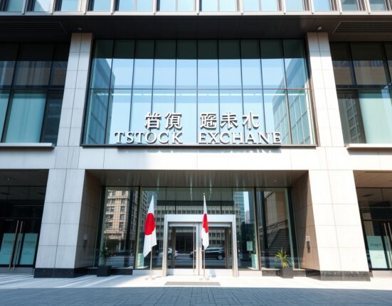 Exterior view of the Tokyo Stock Exchange building on a clear day