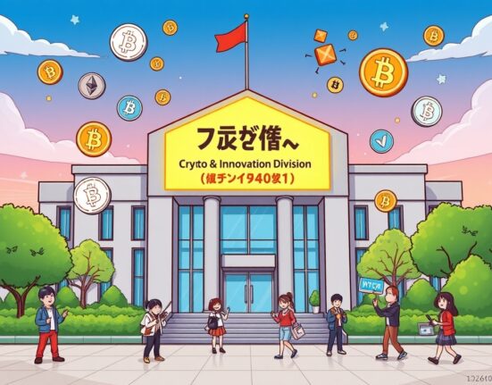 A cartoon depicting Japan's FSA crypto unit establishment, symbolizing a crucial step in digital asset regulation.