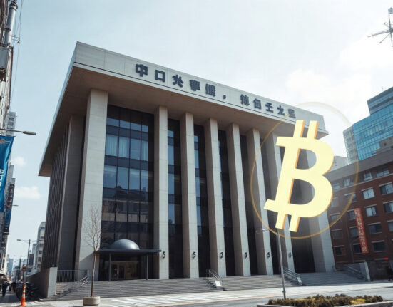 Tokyo financial district with digital crypto symbol overlay representing regulatory action