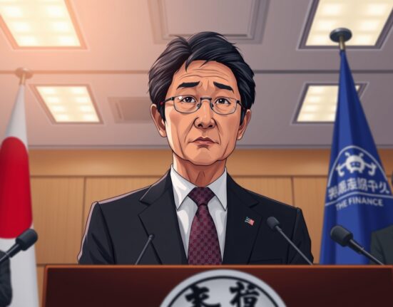 Japanese Finance Minister Shunichi Suzuki announces government measures on foreign exchange volatility during Tokyo press conference.