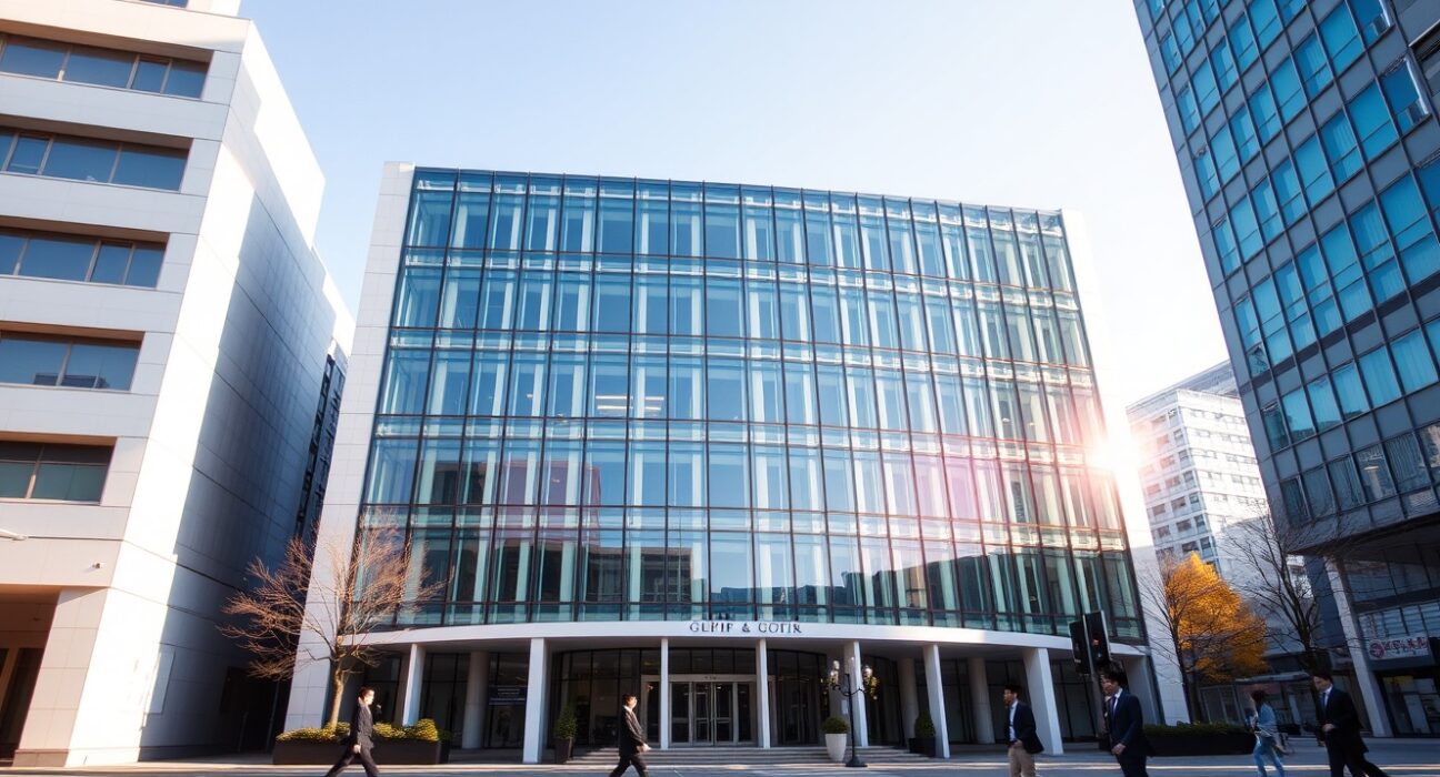 Exterior of the GPIF headquarters building in Tokyo on a clear day