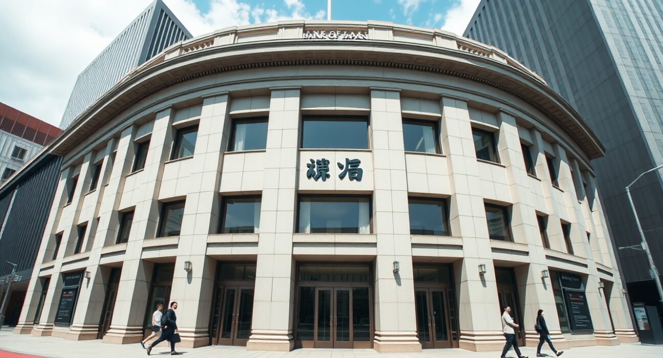 Bank of Japan headquarters in Tokyo on a clear day