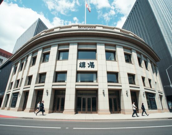 Bank of Japan headquarters in Tokyo on a clear day