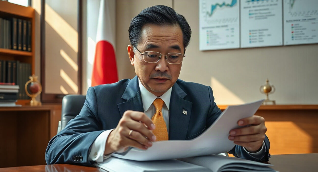 Japan Finance Minister Katayama reviewing budget documents for FY27 economic growth policies