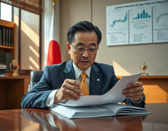 Japan Finance Minister Katayama reviewing budget documents for FY27 economic growth policies