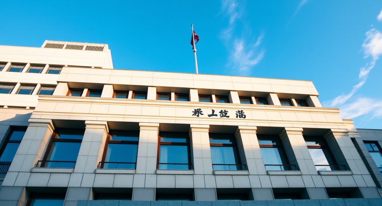 Bank of Japan headquarters in Tokyo on a clear day