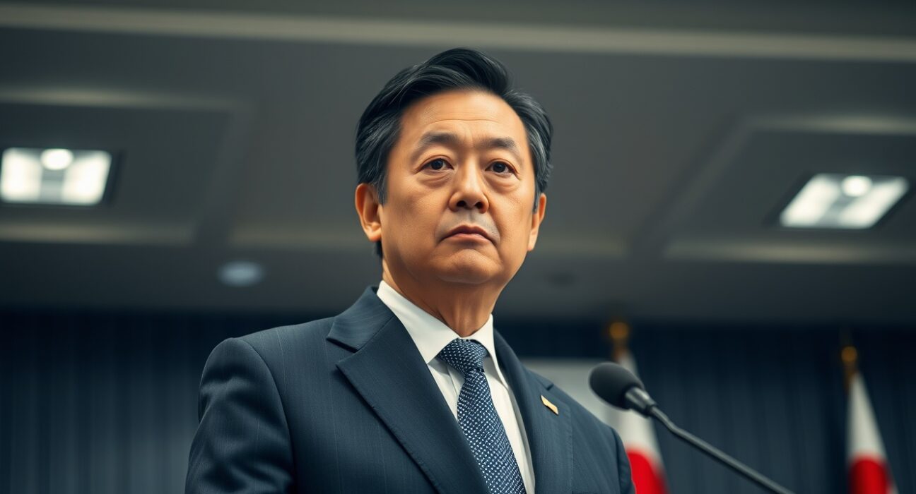 Japanese Finance Minister Katayama announcing economic measures against Iran conflict impacts in Tokyo.