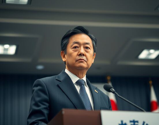 Japanese Finance Minister Katayama announcing economic measures against Iran conflict impacts in