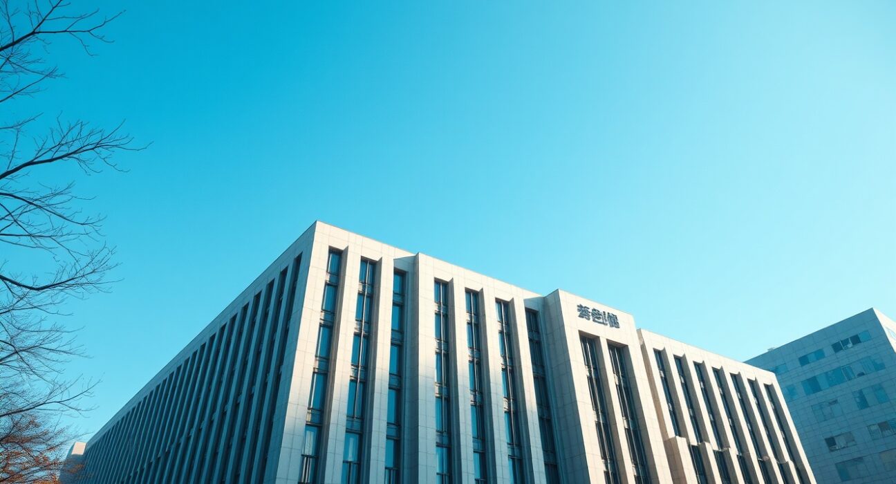 Exterior of the Japanese Ministry of Finance building in Tokyo on a sunny day.