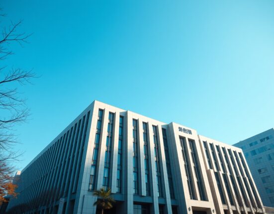 Exterior of the Japanese Ministry of Finance building in Tokyo on a sunny day.