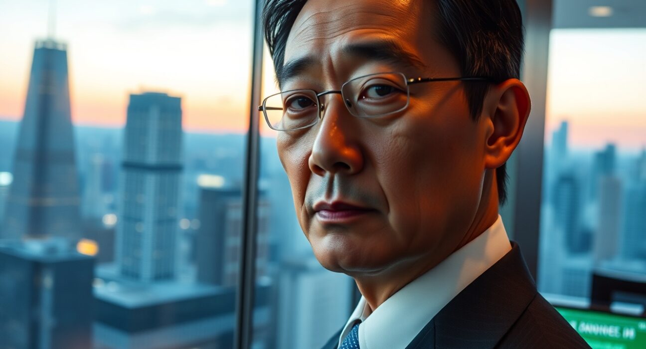 Japanese currency diplomat Atsushi Kihara in a Tokyo office, signaling heightened market vigilance