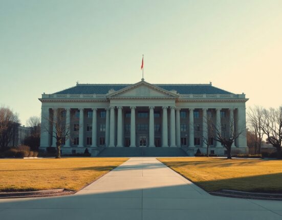Japanese National Diet Building with digital blockchain overlay representing crypto policy reform.