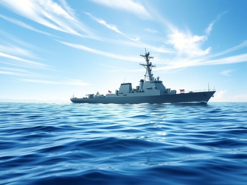 Japanese Maritime Self-Defense Force destroyer at sea, representing Japan's naval policy in the Middle East.