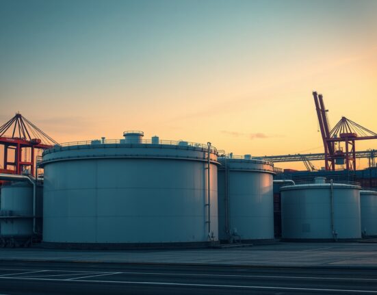 Japan strategic petroleum reserve storage tanks during energy supply disruption