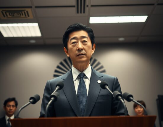 Japan Prime Minister Takaichi speaking at a press conference on fiscal policy