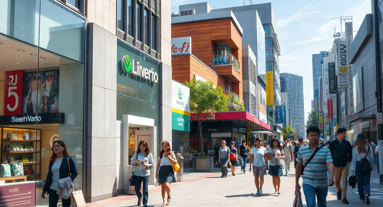 Shoppers on a busy retail street in Tokyo, Japan, reflecting a rebound in consumer spending.