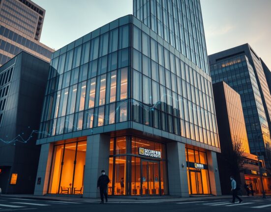 Modern financial building in Tokyo representing Japanese securities firms entering crypto investment trusts