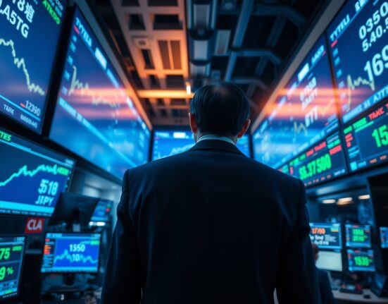 Forex trading floor in Tokyo with USD/JPY charts displaying a trend toward 162 level