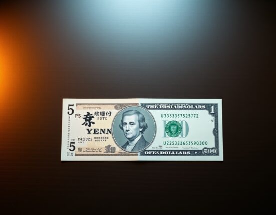 Japanese yen and US dollar banknotes on a desk, representing currency exchange rate analysis.