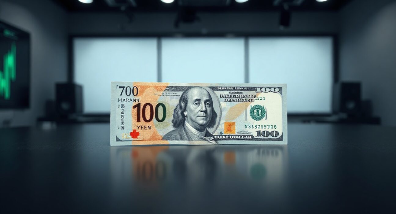 Japanese yen and US dollar banknotes on a trading desk, illustrating currency market pressure.