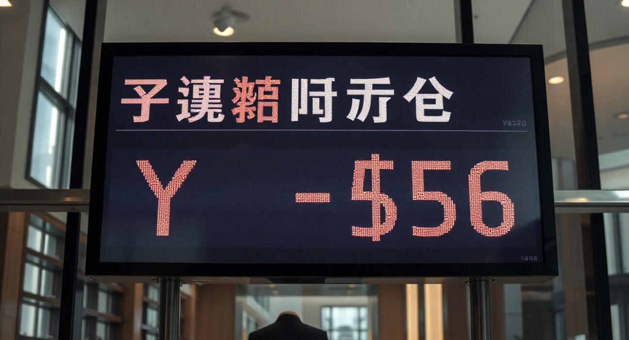 Currency exchange board in Tokyo showing Japanese Yen and US Dollar rates