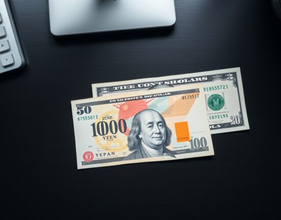Japanese Yen and US Dollar banknotes on a desk representing forex exchange rate analysis
