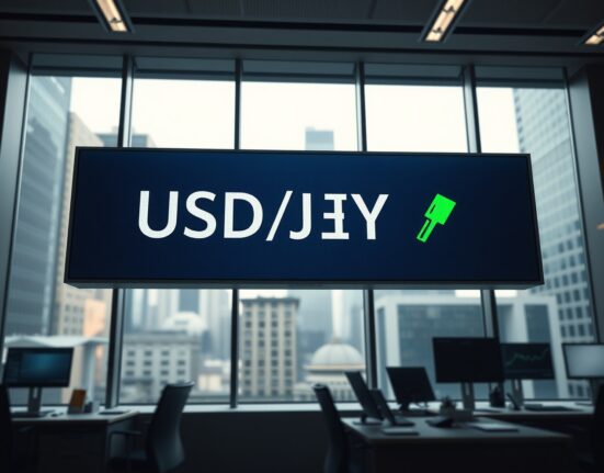 USD/JPY exchange rate board showing Yen gains after US PCE data release