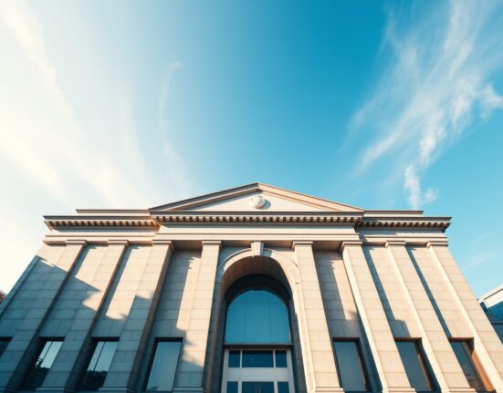 Exterior view of the Bank of Japan headquarters in Tokyo on a clear day.