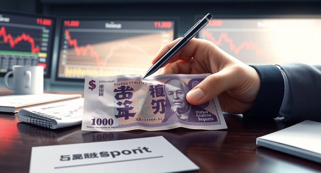 Japanese yen banknote analysis showing currency intervention risk amid Bank of Japan policy decisions