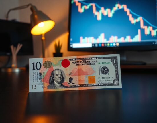 Japanese yen and US dollar banknotes with a forex chart in the background, representing currency market analysis.