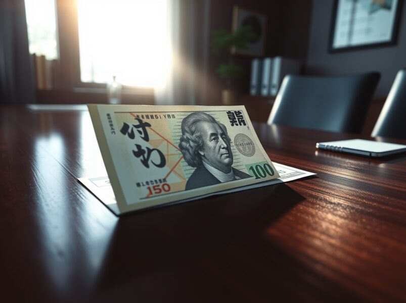 Japanese Yen and US Dollar banknotes representing the USD/JPY currency pair and intervention fears.