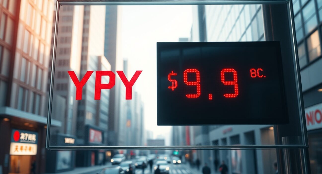 Currency exchange board in Tokyo showing Japanese yen trading near a 40-year low against the US dollar.