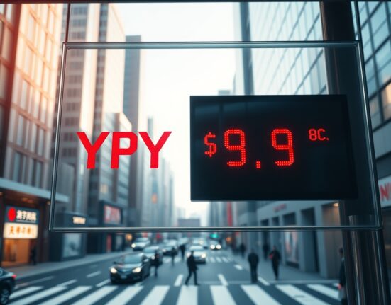 Currency exchange board in Tokyo showing Japanese yen trading near a 40-year low against the US dollar.