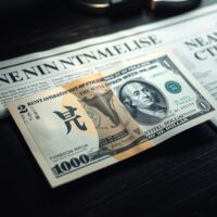 Japanese Yen and US Dollar banknotes on a desk, representing currency exchange rate analysis.