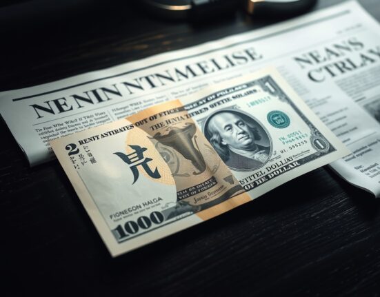 Japanese Yen and US Dollar banknotes on a desk, representing currency exchange rate analysis.